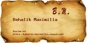 Behalik Maximilla névjegykártya